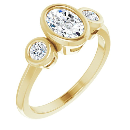 Three-Stone Bezel-Set Engagement Ring
