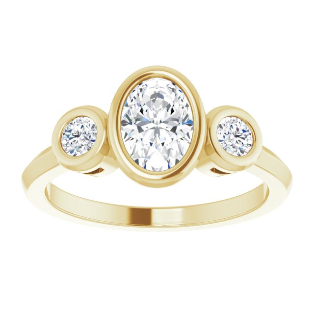 Three-Stone Bezel-Set Engagement Ring