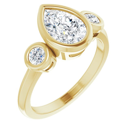 Three-Stone Bezel-Set Engagement Ring