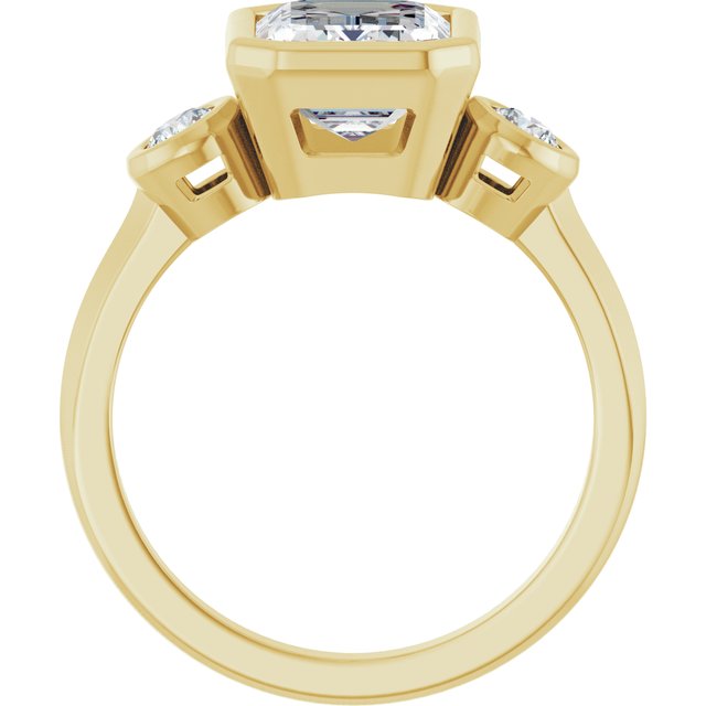 Three-Stone Bezel-Set Engagement Ring