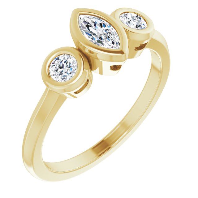 Three-Stone Bezel-Set Engagement Ring