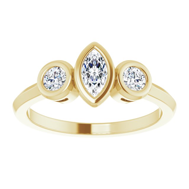 Three-Stone Bezel-Set Engagement Ring