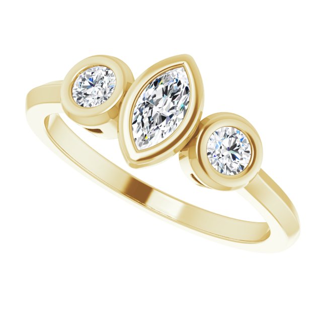 Three-Stone Bezel-Set Engagement Ring