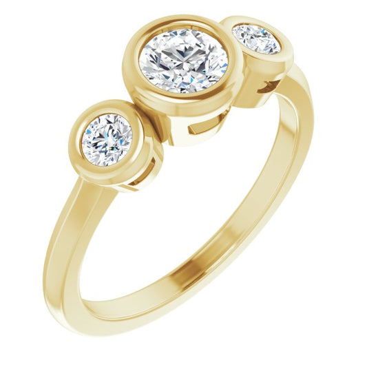 Three-Stone Bezel-Set Engagement Ring