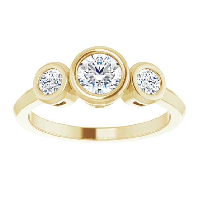 Three-Stone Bezel-Set Engagement Ring