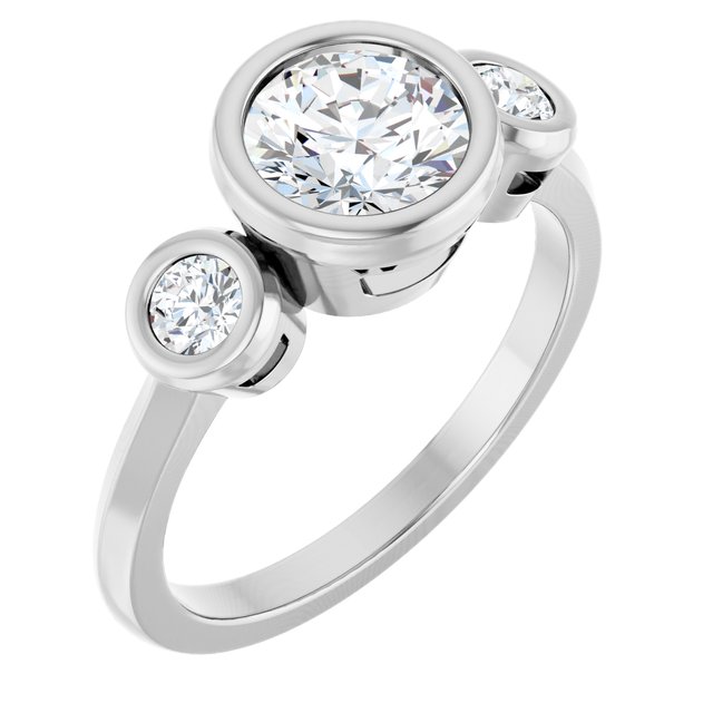 Three-Stone Bezel-Set Engagement Ring