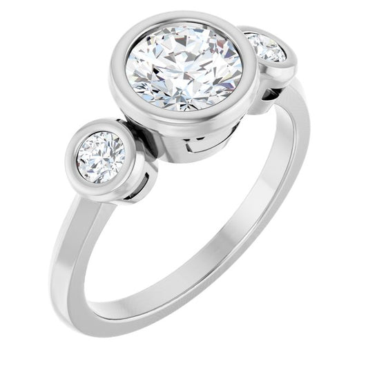Three-Stone Bezel-Set Engagement Ring