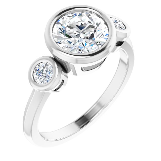 Three-Stone Bezel-Set Engagement Ring