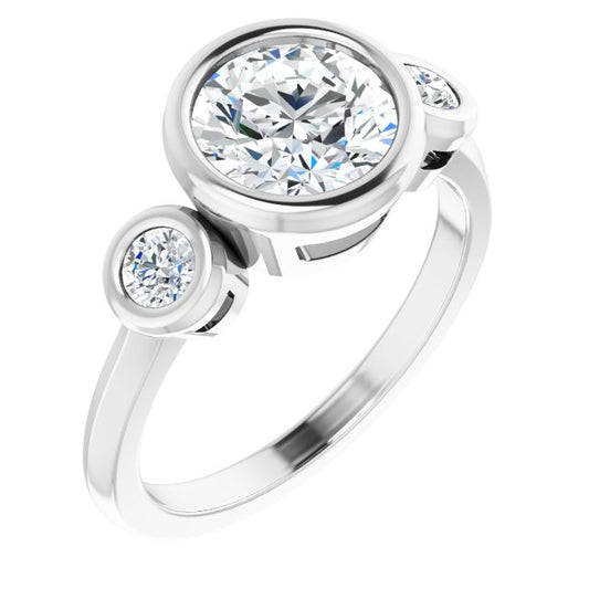 Three-Stone Bezel-Set Engagement Ring