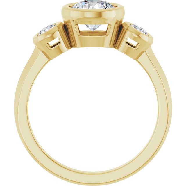 Three-Stone Bezel-Set Engagement Ring