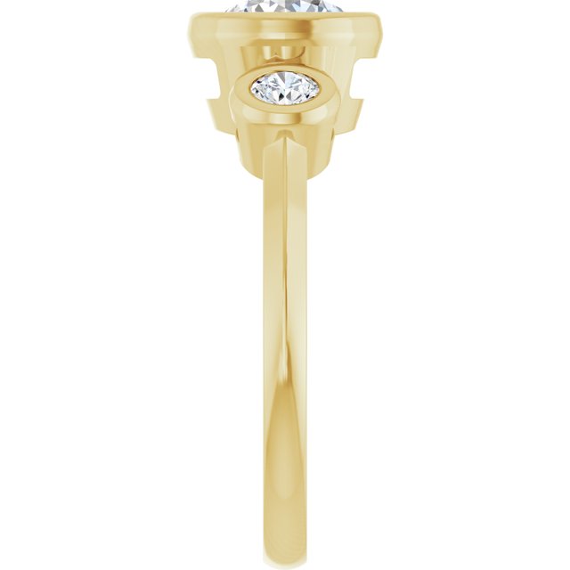 Three-Stone Bezel-Set Engagement Ring