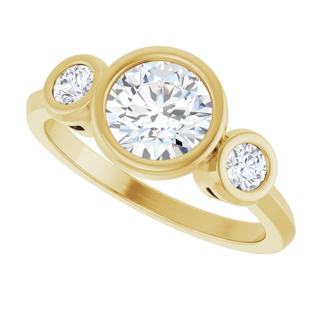 Three-Stone Bezel-Set Engagement Ring