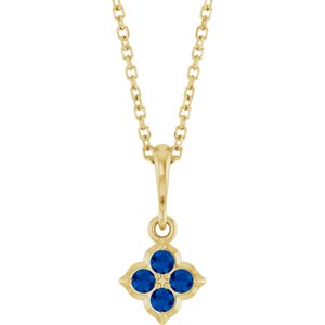 14K Yellow Lab-Grown Blue Sapphire 16-18" Necklace