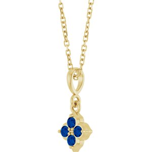 14K Yellow Lab-Grown Blue Sapphire 16-18" Necklace