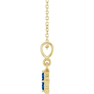 14K Yellow Lab-Grown Blue Sapphire 16-18" Necklace