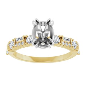14K Yellow/White 8 x 6 mm Oval 3/8 CTW Natural Diamond Semi-Set Engagement Ring