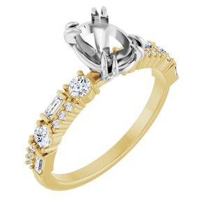 14K Yellow/White 8 x 6 mm Oval 3/8 CTW Natural Diamond Semi-Set Engagement Ring