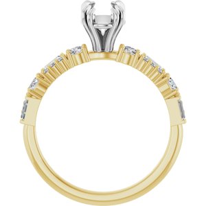 14K Yellow/White 8 x 6 mm Oval 3/8 CTW Natural Diamond Semi-Set Engagement Ring