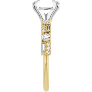 14K Yellow/White 8 x 6 mm Oval 3/8 CTW Natural Diamond Semi-Set Engagement Ring