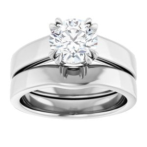 14K White 7 mm Round Solitaire Engagement Ring Mounting