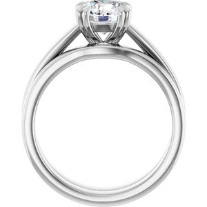 14K White 7 mm Round Solitaire Engagement Ring Mounting