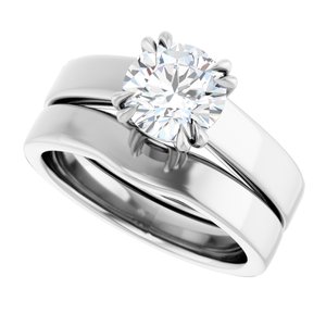 14K White 7 mm Round Solitaire Engagement Ring Mounting