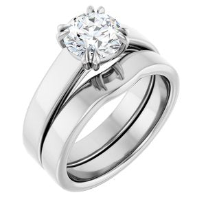 14K White 7 mm Round Solitaire Engagement Ring Mounting