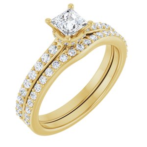 14K Yellow 4x4 mm Square Engagement Ring Mounting