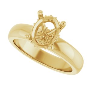 14K Yellow 9x7 mm Oval Engagement Ring Mounting