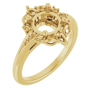 14K Yellow 7.4 mm Round Engagement Ring Mounting