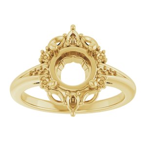 14K Yellow 7.4 mm Round Engagement Ring Mounting