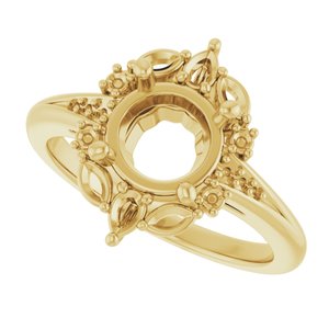 14K Yellow 7.4 mm Round Engagement Ring Mounting