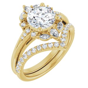 14K Yellow 7.4 mm Round Engagement Ring Mounting