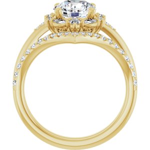 14K Yellow 7.4 mm Round Engagement Ring Mounting