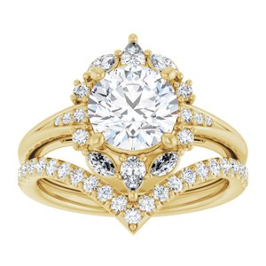 14K Yellow 7.4 mm Round Engagement Ring Mounting