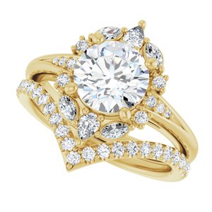 14K Yellow 7.4 mm Round Engagement Ring Mounting