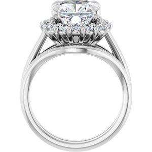 14K White 9x9 mm Cushion Engagement Ring Mounting