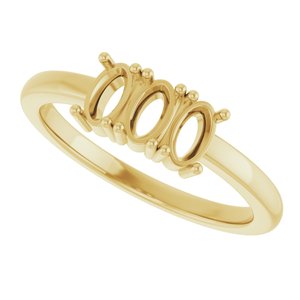 14K Yellow 5x3 mm Oval 3-Stone Stackable Family Ring Mounting