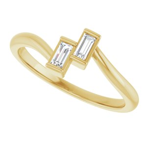 14K Yellow 1/8 CTW Natural Diamond Two Stone Ring