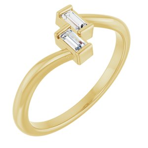 14K Yellow 1/8 CTW Natural Diamond Two Stone Ring