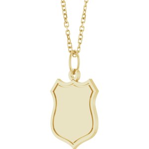 14K Yellow Engravable Police Badge 16-18" Necklace