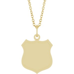 14K Yellow Engravable Police Badge 16-18" Necklace