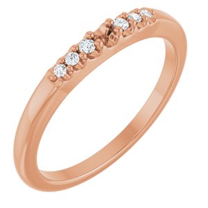 14K Rose 2 mm Round 1-Stone .06 CT Natural Diamond Semi-Set Stackable Family Ring