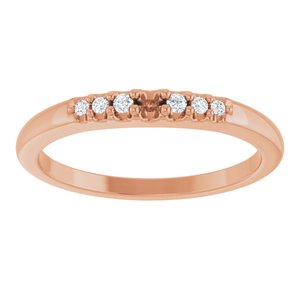 14K Rose 2 mm Round 1-Stone .06 CT Natural Diamond Semi-Set Stackable Family Ring