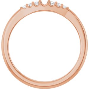 14K Rose 2 mm Round 1-Stone .06 CT Natural Diamond Semi-Set Stackable Family Ring