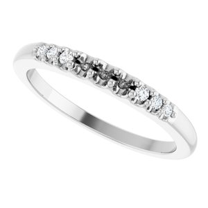 14K White 2 mm Round 3-Stone .06 CT Natural Diamond Semi-Set Stackable Family Ring