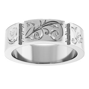 14K X1 White 2 mm Round Floral Band Mounting