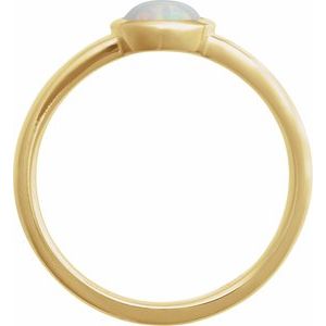 14K Yellow Lab-Grown White Opal Cabochon Ring