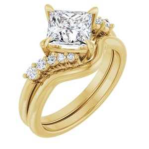 14K Yellow 6.5x6.5 mm Square Engagement Ring Mounting