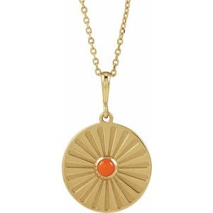 14K Yellow Natural Pink Coral Starburst 16-18" Necklace